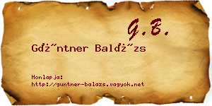 Güntner Balázs névjegykártya